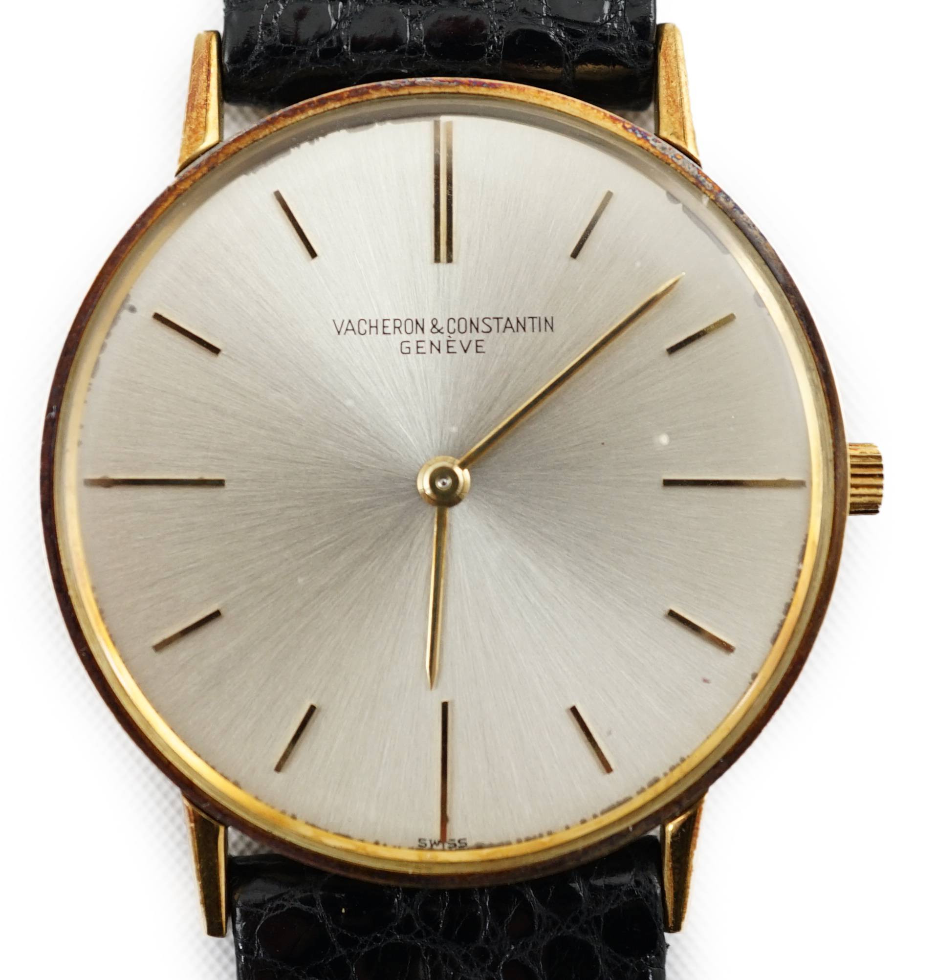 A gentleman's 18ct gold Vacheron & Constantin manual wind dress wrist watch, on a Vacheron & Constantin strap with 18k gold buckle